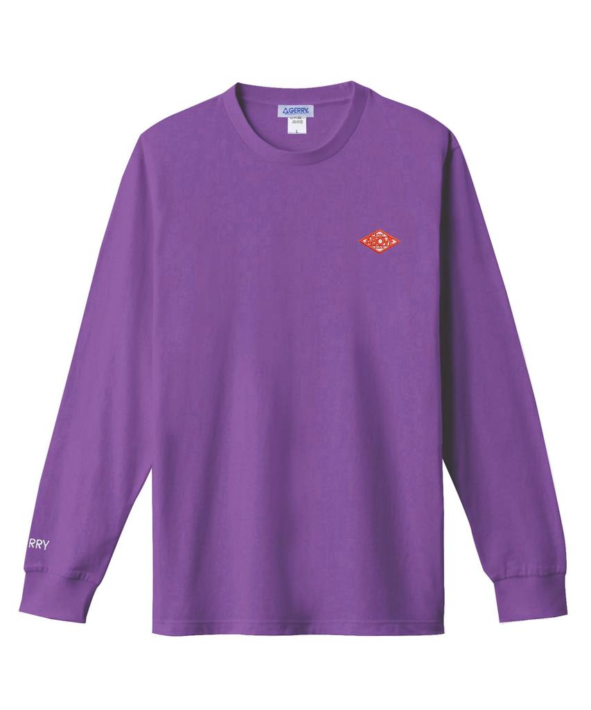 Improbes Casual [GERRY] Custom Diamond Patch Long Sleeve T-Shirt, Men's, Purple