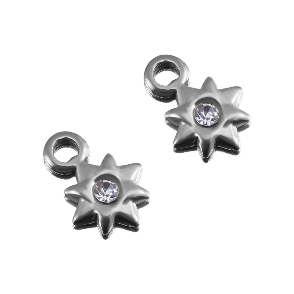 

10pcs Colorful Crystal Rhinestone Star Charms Stainless Steel Flower Earrings Pendant Necklace DIY Cloth Jewelry Making Supplies 10pcs