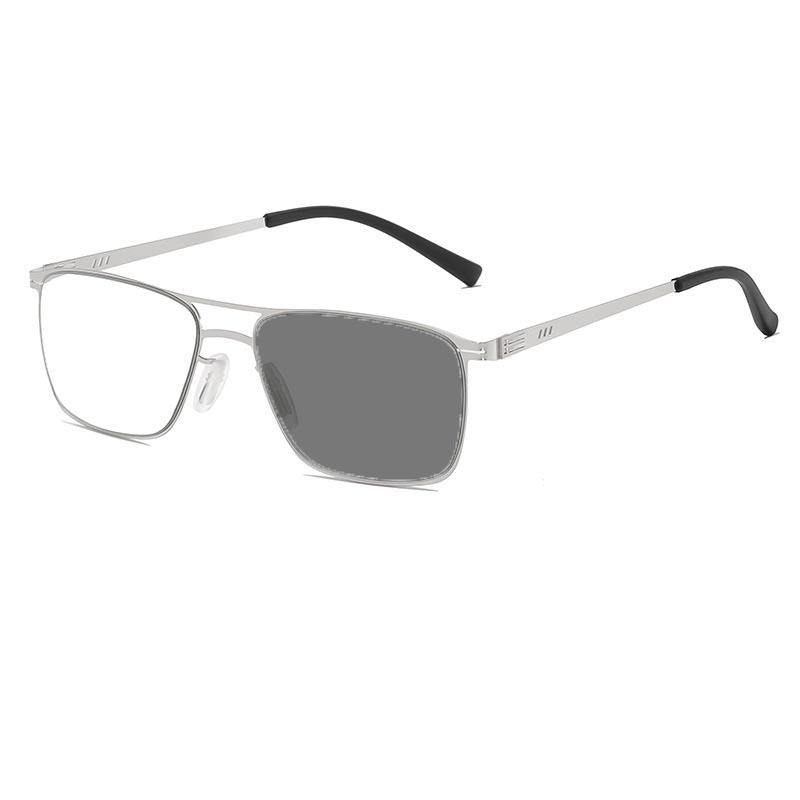 New Anti Blue Light Photochromic Metal Frame Reading Glasses High-definition Business High-end Color Changing Presbyopia Glasses