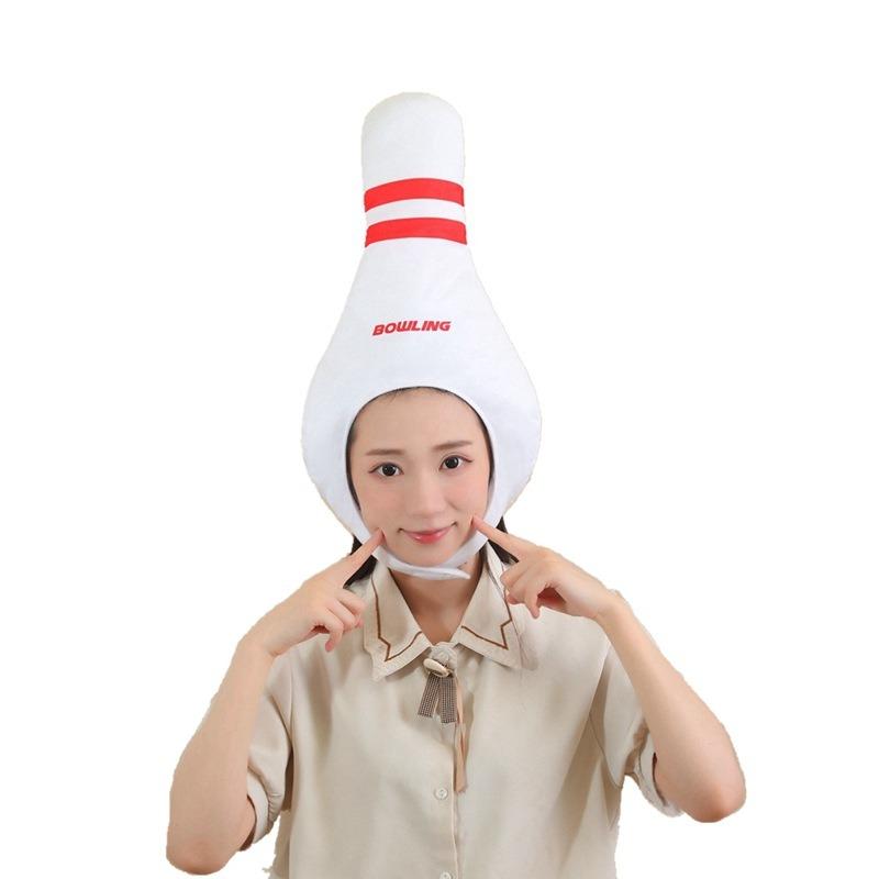 Sportovní setkání, pokrývka hlavy ve tvaru bowlingové kuželky, klobouk, rekvizity k focení, kreslená pokrývka hlavy, rekvizity pro vystoupení