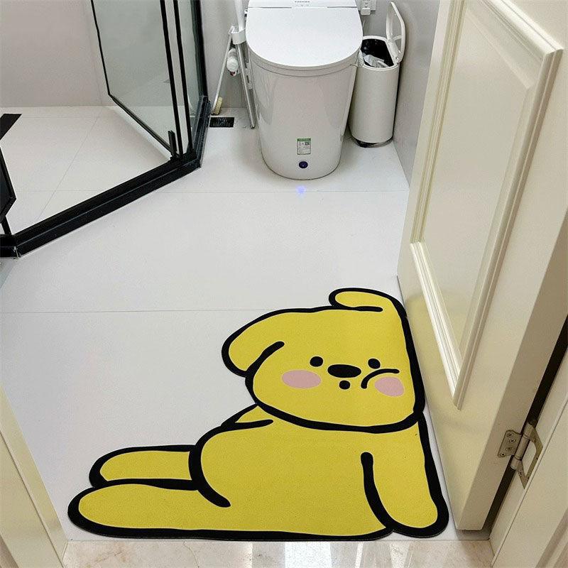 Bathroom Door Mat Cute Cartoon Floor Mat Diatomaceous Earth Water-Absorbing Foot Mat Easy To Clean Quick-Dry