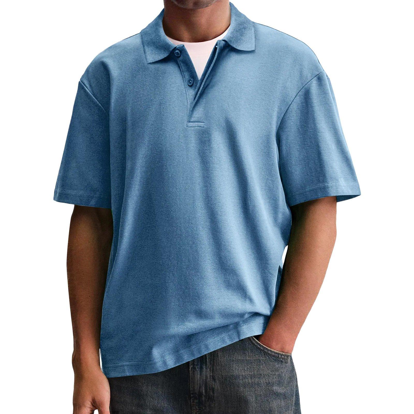 Мужские цветные топы с коротким рукавом Мужские повседневные модные топы с коротким рукавом M синий