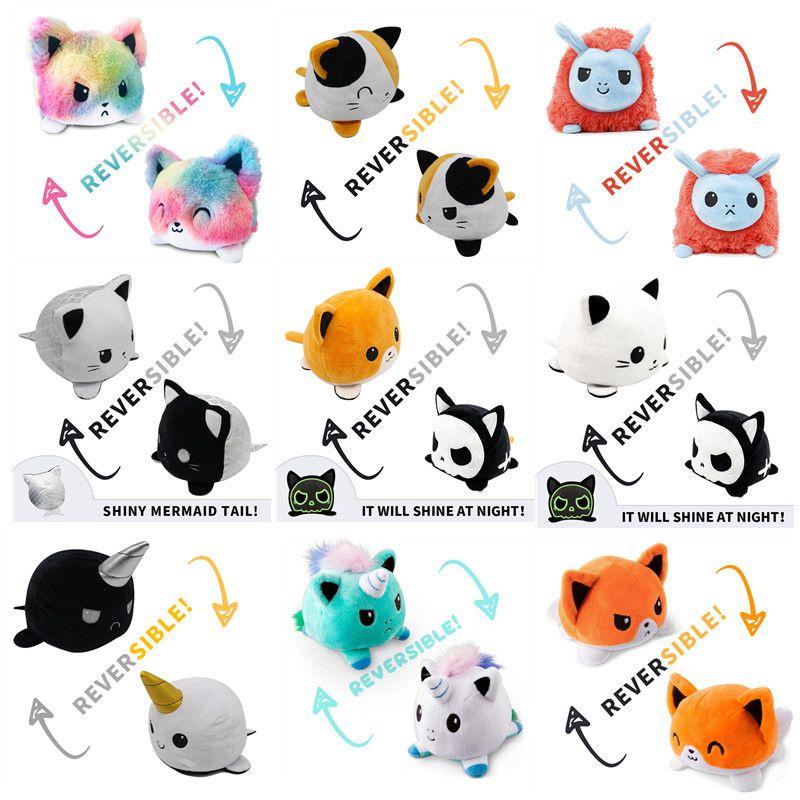 Reversible Flip Cat Plush Stuffed Toy Soft Animal Cute Doll Children Baby Gifts