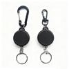 Black Mountaineering Anti-Theft Keychain with High Elastic Steel Wire and Retractable Buckle for Outdoor Camping