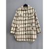 Mevin's Plus Size Women's Clothing Mid Length Long Length Gingham Shirt Jacket Sweatshirt Plaid Shacket