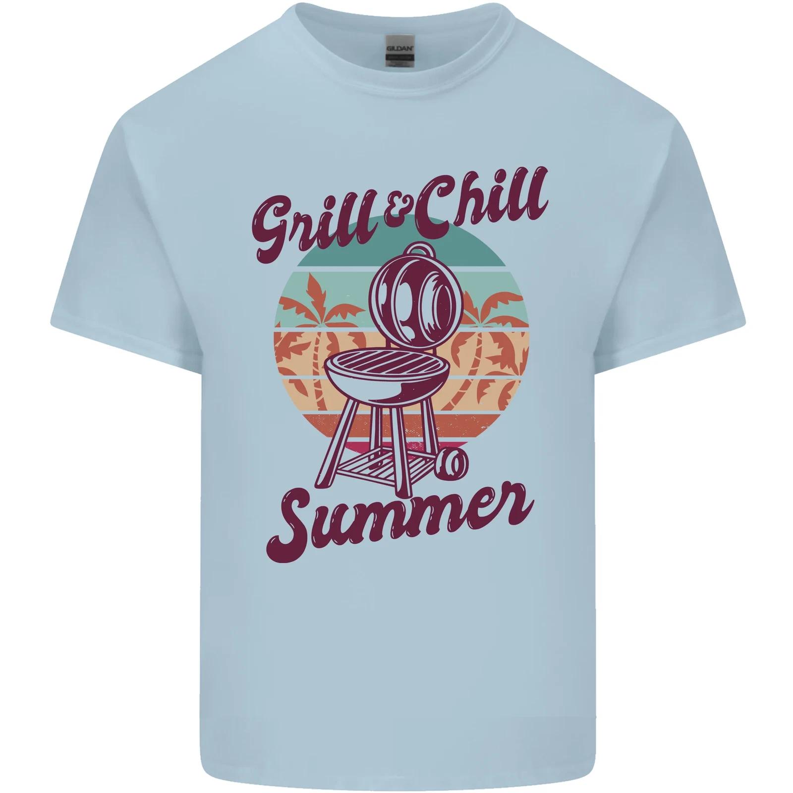 Chill & Grill Funny Summer BBQ Braai Kids T-Shirt Childrens 3XL