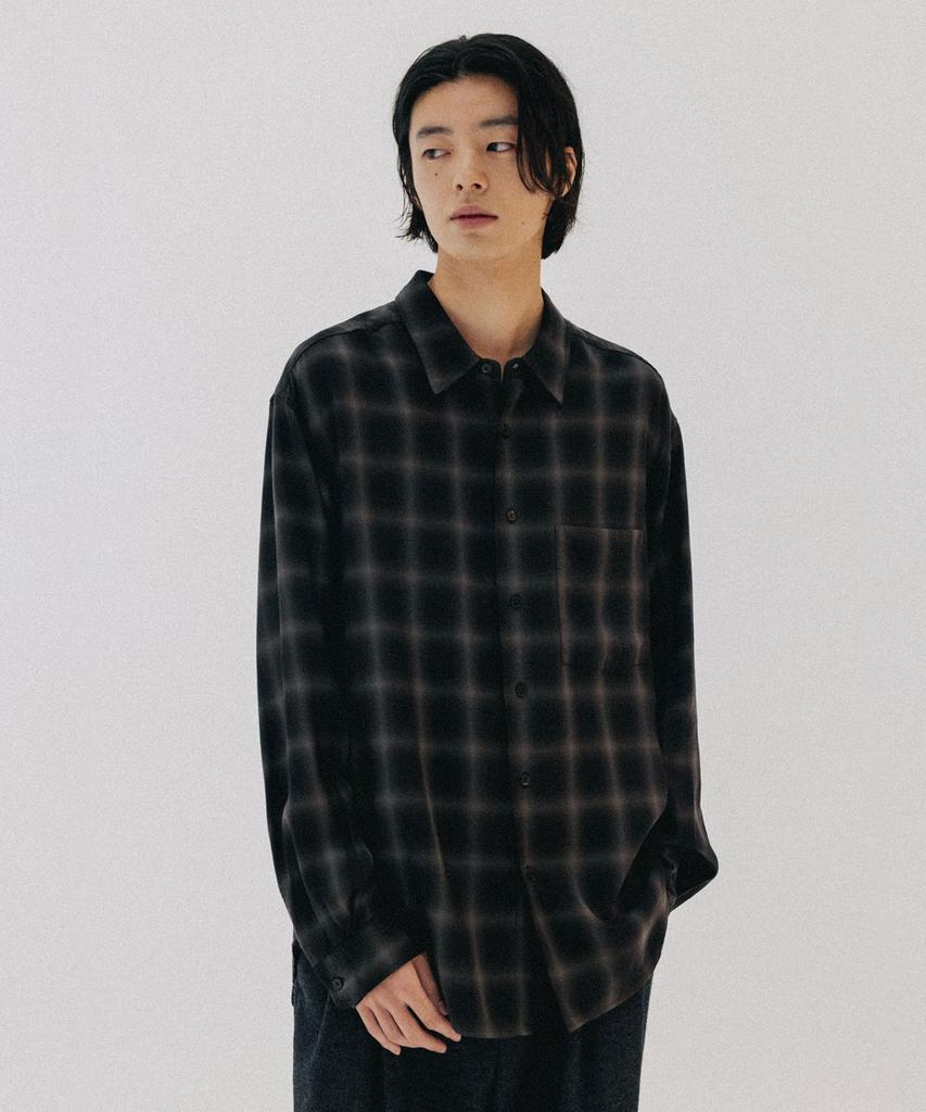 BLANKROOM Check Shirt_Haze Brown