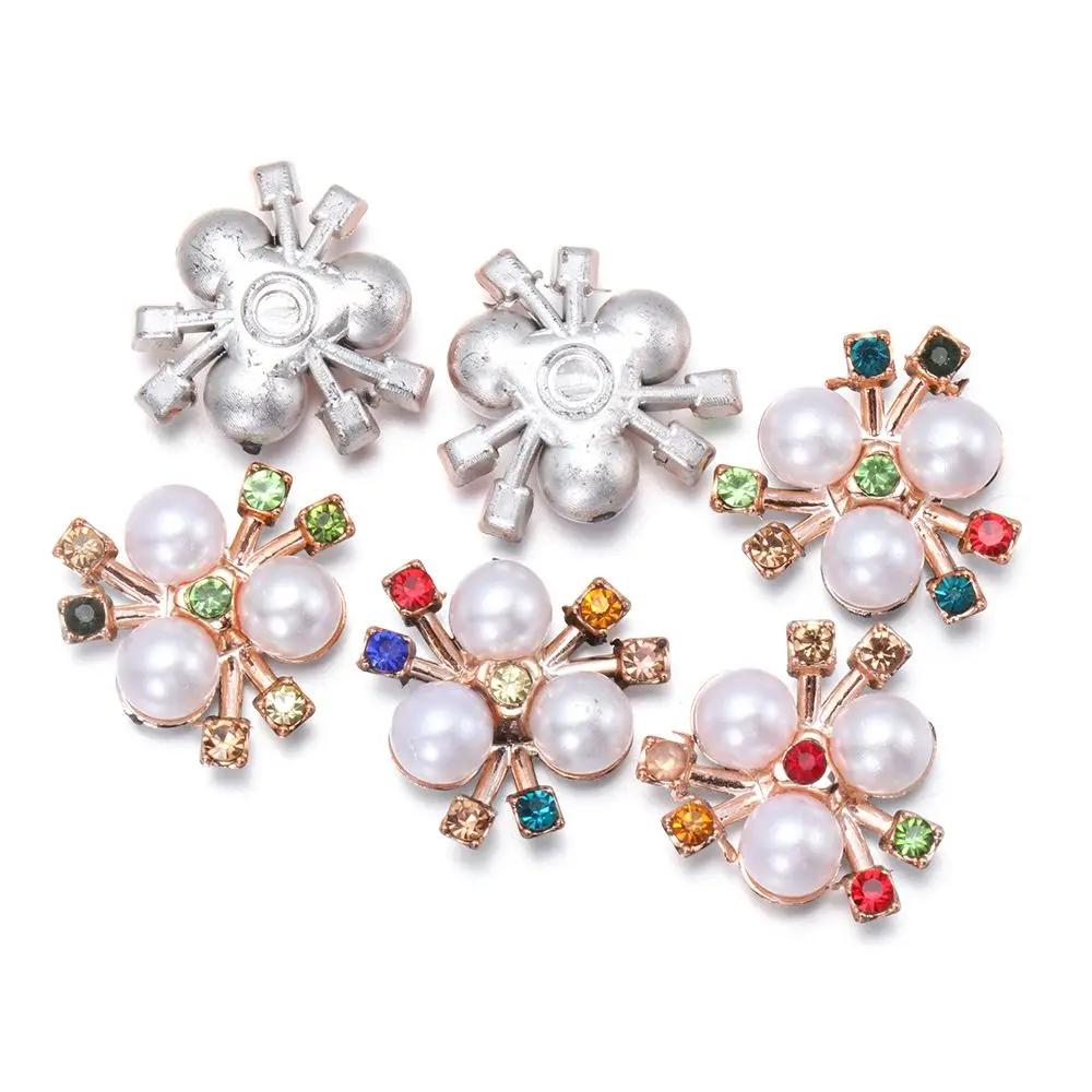 10PCS DIY Craft Hat Accessories Crystal Pearl Button Pearl Hairpins Rhinestone Buttons Headwear Clip