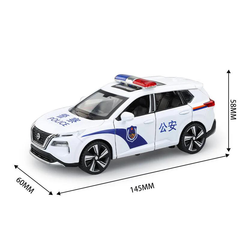 

1:32 Charger X-Trail Police Car Model Toy Alloy Body Music Light Pull Back Doors Opened Vehicle Models Collection Gift for Child