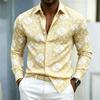 2026 new men's shirt European and American style red rose floral shirt men's slim fit long sleeved vacation casual style XS-6XL