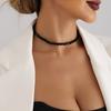 Black Crystal Necklace Adjustable Length Beaded Choker Handmade Jewelry with Lobster Clasp and Extension Chain for Women and Men