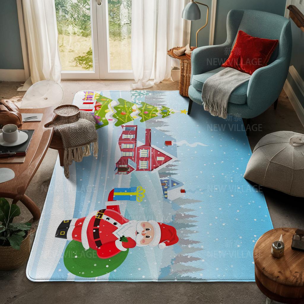 House Entrance Carpet Home Door Mat Living Room Bath Foot Bathroom Non-slip Water Absorption Rugs Bath Merry Christmas Winter