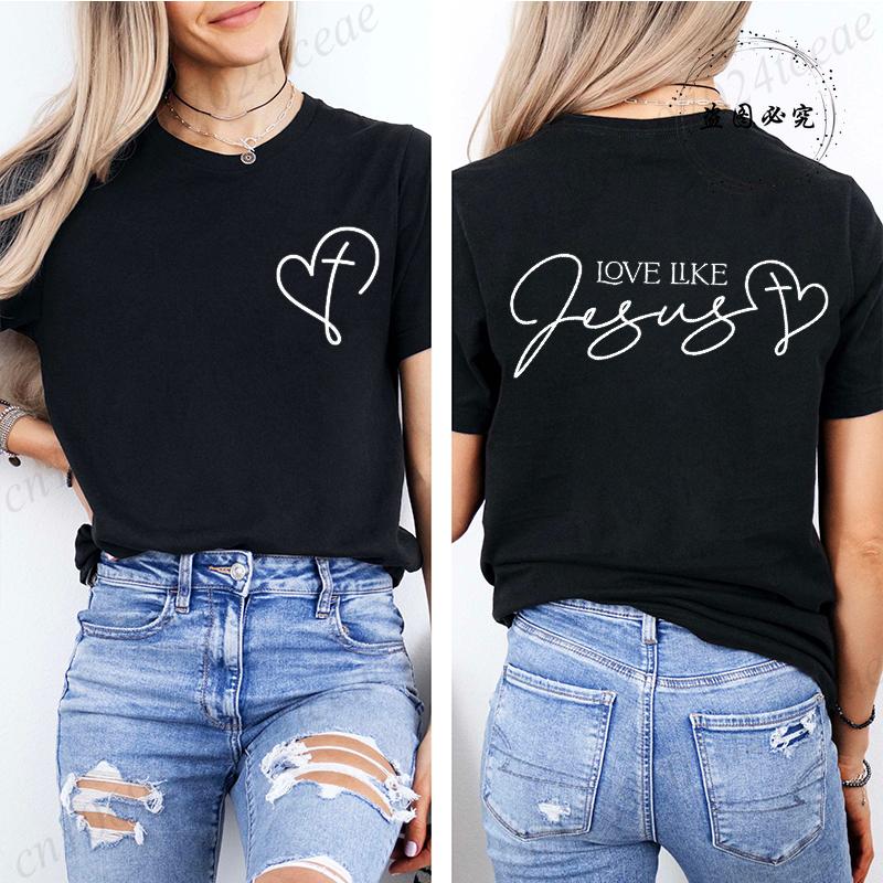 

Design Love Like Jesus Printed Summer TShirts Tops Christian Faith Design Unisexs Graphic TShirt Short Sleeve Unisexs Clothing S