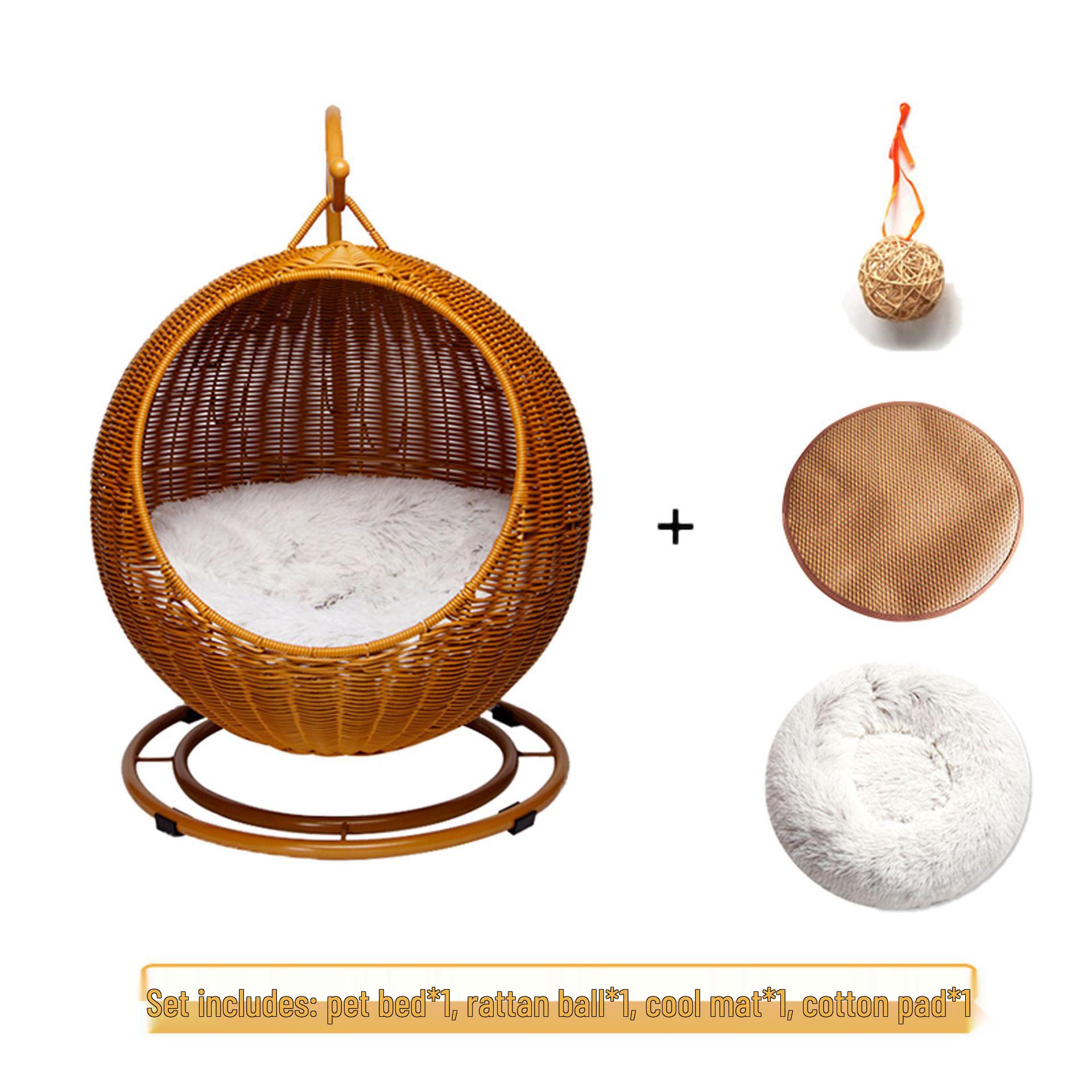 

Ротанговый гамак для кошек и собак: Прохладная летняя кровать и универсальный коврик 33x63.5CM