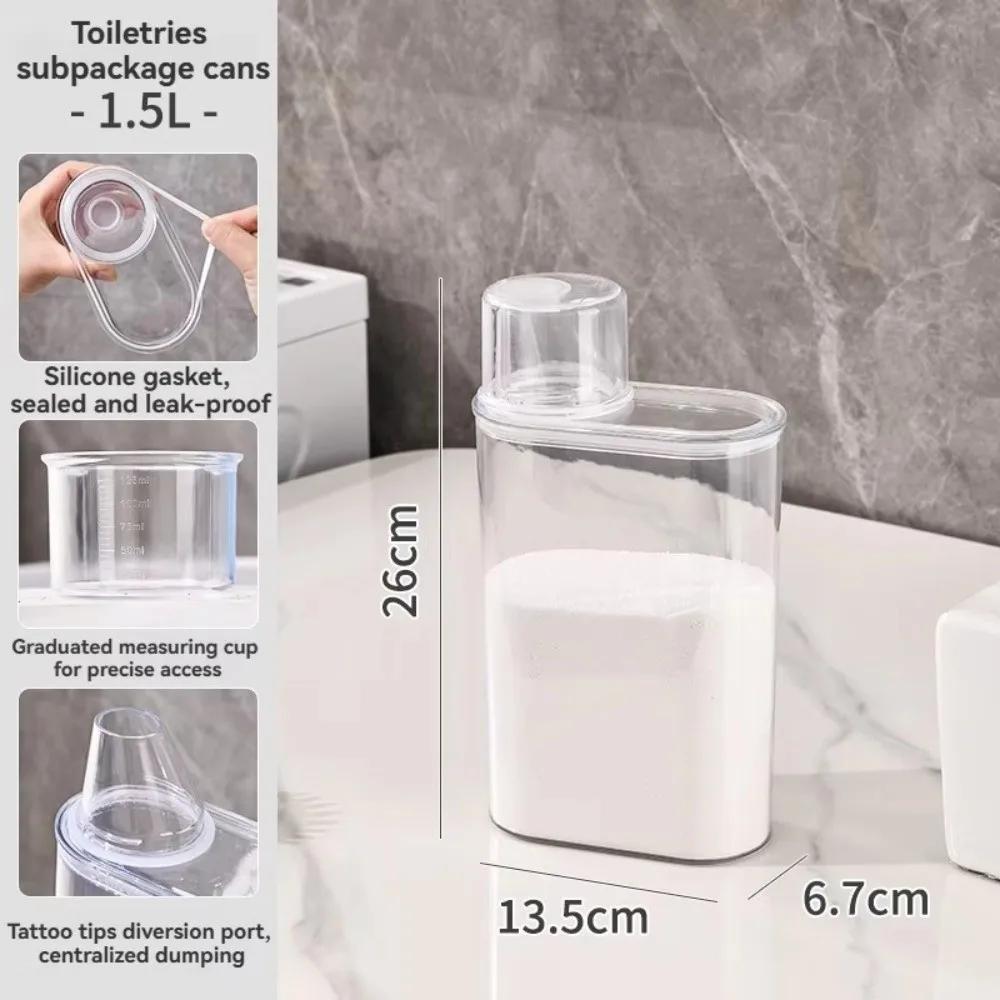 Airtight Washing Powder Storage Box Large Capacity with Measuring Cup Laundry Detergent Dispenser Transparent