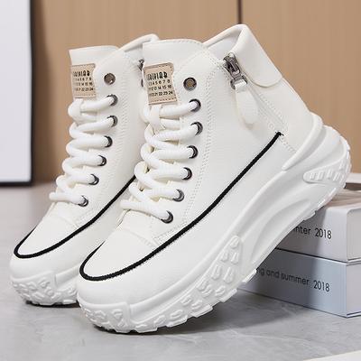 Designer High Top Ladies Platform Shoes Luxury Fashion Zipper Sneakers New Versatile Comfortable Height Increasing Casual Shoes