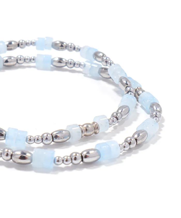 Sky Blue Disc Hematite Bracelet (PLT-BR-126_SKB)
