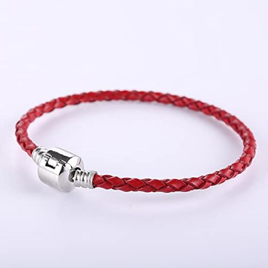and Leather Red and Lucky Round Protection from Good Fashion Accessory Women's Men's Bracelet, Silver, Beads, Bracelet, Evil, Luck, Amulet, Unisex,
