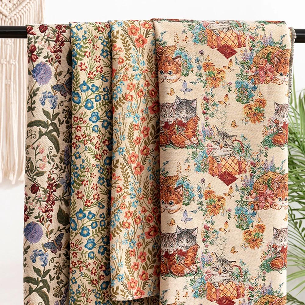 118X111Cm Jacquard Sofa Fabric Cloth Floral Polyester Wear Resistance Cotton DIY Cloth Make Your Own Tablecloths Pillowcase