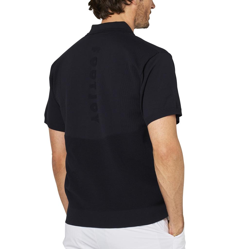 FootJoy Men's XL Knitted Short Sleeve Sweater Polo Shirt, Navy, FJ-S25-S01 (34643-XL)