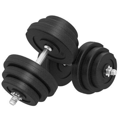 Hantelset 40 kg, 2 Metallgriffe, 12 Gewichtsscheiben, Bodenschonend, Schwarz