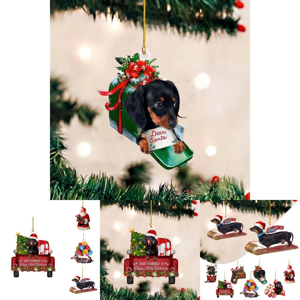 Adorable 2023 New Christmas Dachshund Series Tree Ornament For Home And Car Decor