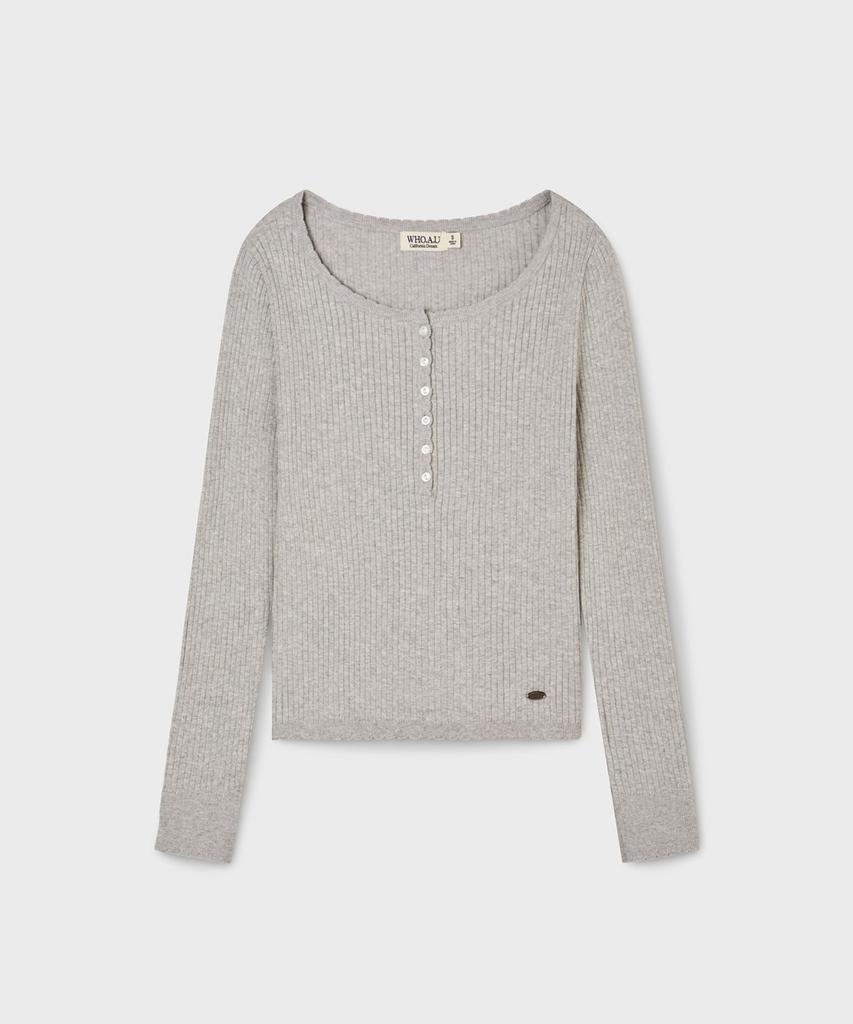 WHO.A.U Henley Neck Pullover / Whkag2291F
