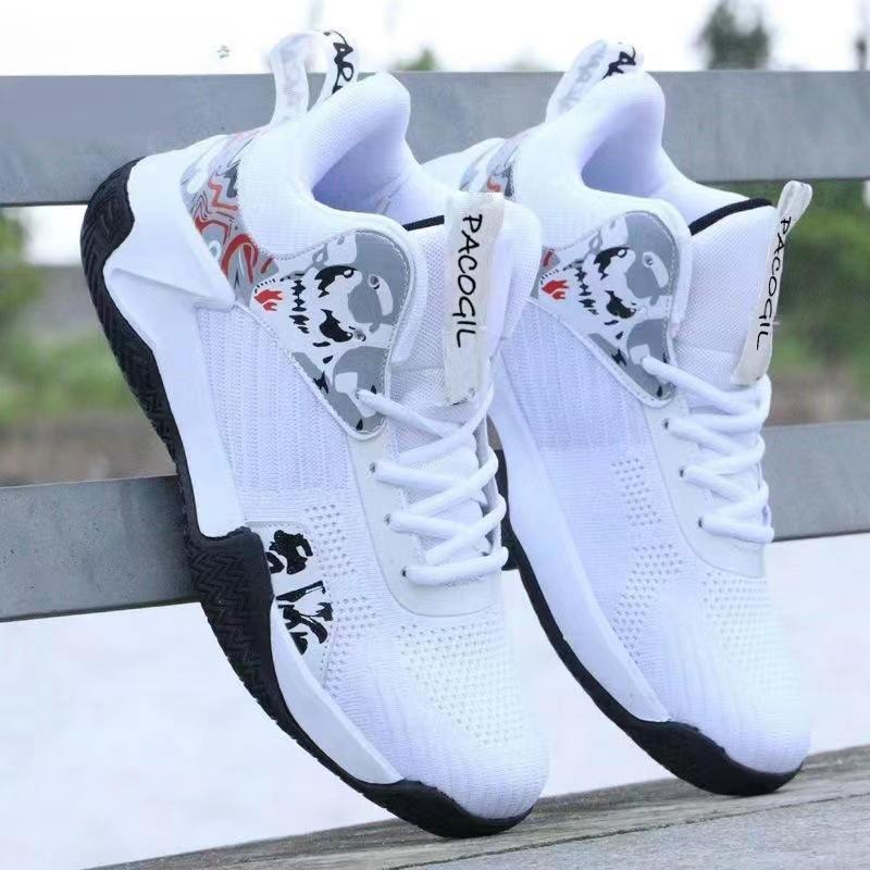 Men's shoes summer new sports shoes breathable mesh basketball shoes lace-up student running shoes basketball shoes