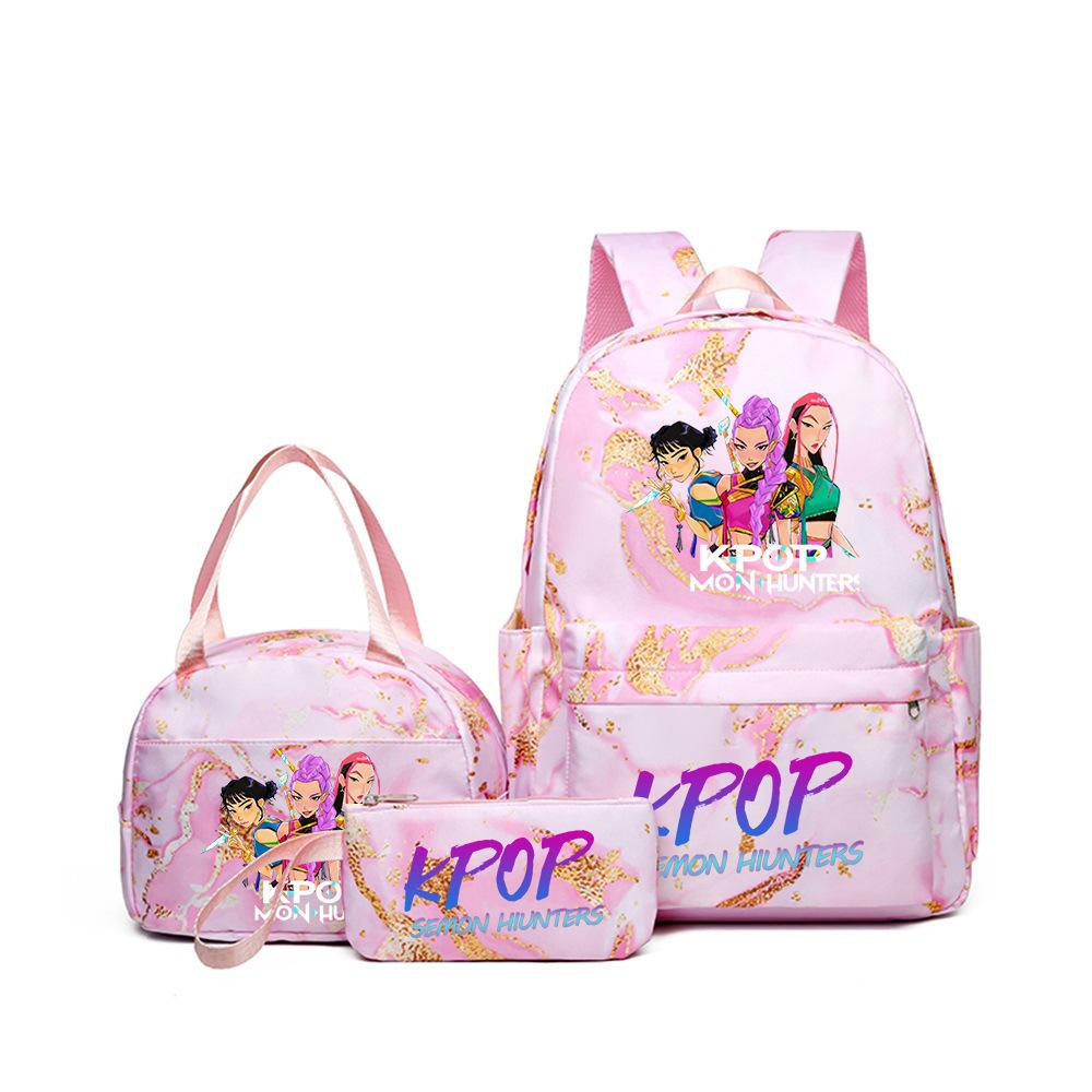 Kpop Witch Hunter Backpack Lunch Bag Pencil Case Set Student Animation Fashion School Bag Pencil Case Lunch Bag