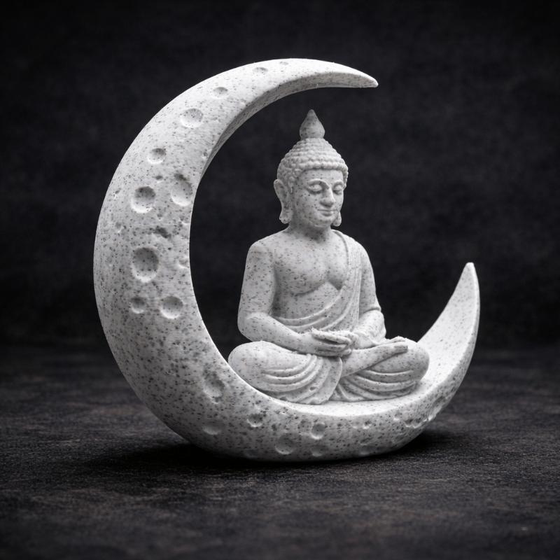 1-Piece Set of Buddha and Moon-Shaped Ornaments, 3D Printed, Cross-Border Hot-Selling Item, High Aesthetic Creative Desktop Deco