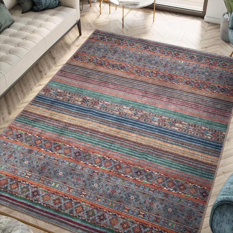 Vintage bohémský medailonový koberec, centrální geometrický motiv na tradičním okraji, podlahové umění pro klasické interiéry, koberec, domácí dekorace