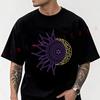 Sun And Moon Graphic Motorcycle T-Shirt Men Cotton O-neck Short Sleeve TShirt Fashion Tops Tee