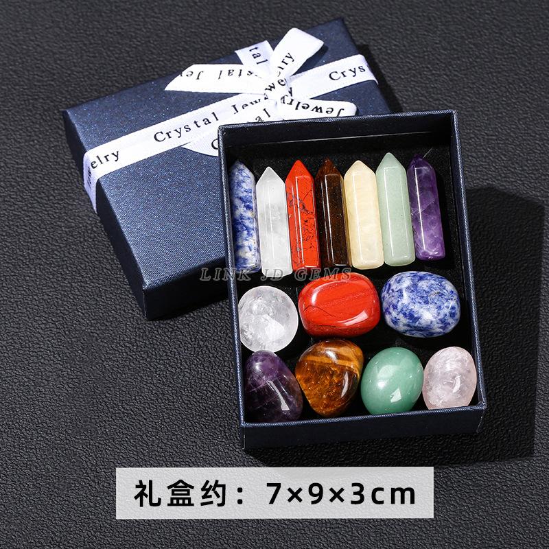 Natural Seven Colors Crystal Stone Single-pointed Hexagonal Column Ore Specimen Ornament Pendant for Men Women Room Jewelry Gift