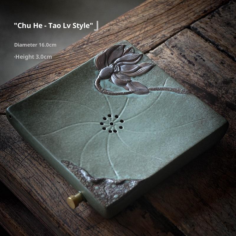 Ceramic Dry Bubble Tea Tray with Water Storage Drainage and Water Storage Dual-use Tray Teapot Holder Tea Sea Dry Bubble Tray