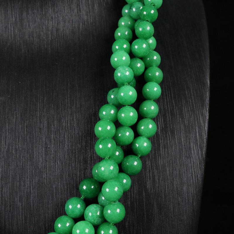 Green Stone Handmade Beaded Earrings and Necklace Set - Elegant High-End Fashion Jewelry