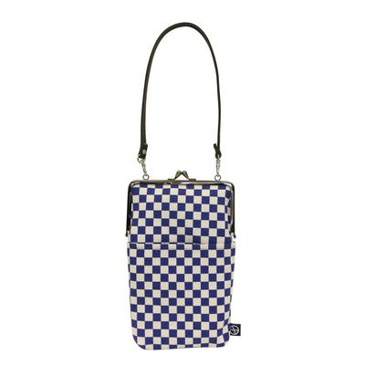Maeda Senko Indigo Series Clasp Goshuincho Pouch Checkered Indigo 121652