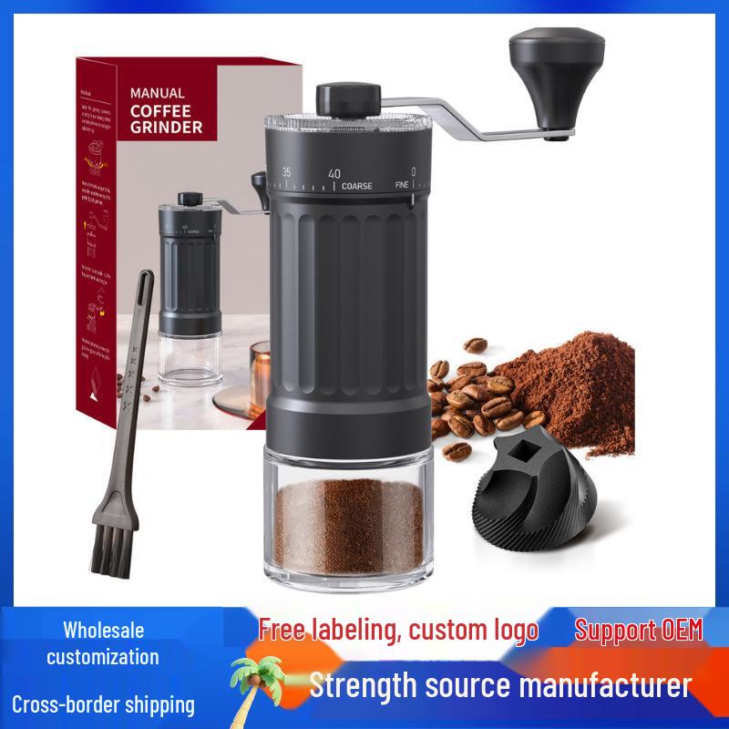 Hand-Crank Ceramic Coffee Grinder with Glass Bean Hopper