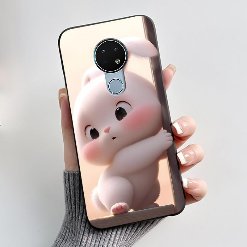 Coque Mignonne Pour Nokia 6.2 / Nokia 7.2 Fundas Capa Coque Imprimée Coque de Protection Silicone Souple Dessin Animé Coque Noire