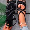 Runde Zehenpartie Offene Zehenpartie Dünner Riemen Metallschnalle Ein Riemen Sandalen Sommer Neu Weiche Sohle Rutschfest Verschleißfest Flache Schuhe