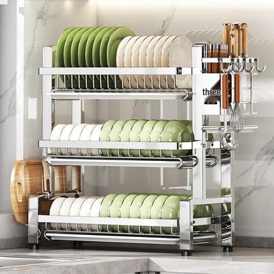 2026 Multi-functional Stainless Steel Dish Drying Rack for Countertop Storage of Bowls, Plates, and Chopsticks