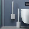 Edelstahl-Toilettenbürste, Weiche Gummi-Toilettenreinigerbürste mit Halter, Keine toten Winkel, Wandmontiertes Toilettenbürsten-Set