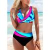 Moda Rayas Coloridas Estampadas Ropa de Playa Verano Trajes de Baño para Mujer Cintura Alta Sexy Trajes de Baño para Dama Dos Piezas S-5XL