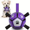 Durable Rubber Dog Soccer Ball with Straps - Interactive Chew-Resistant Pet Toy for All Breed Sizes, Purple &Black with Paw Print Design,Dog Ball Toy