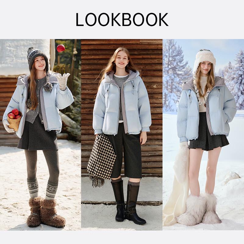 Xiangying Women's 90% White Duck Down Hooded Puffer Jacket