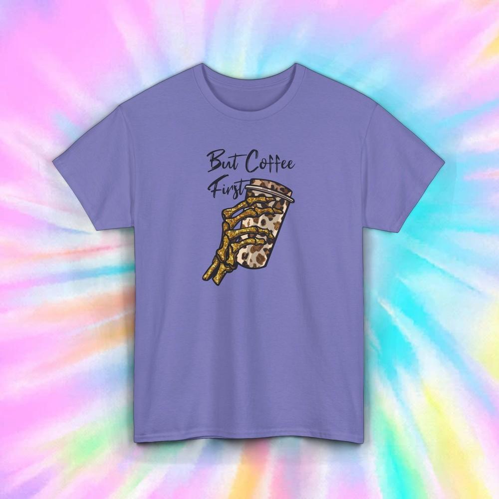 

But Coffee First Skeleton Leopard Cup Graphic T-Shirt S-5XL XL