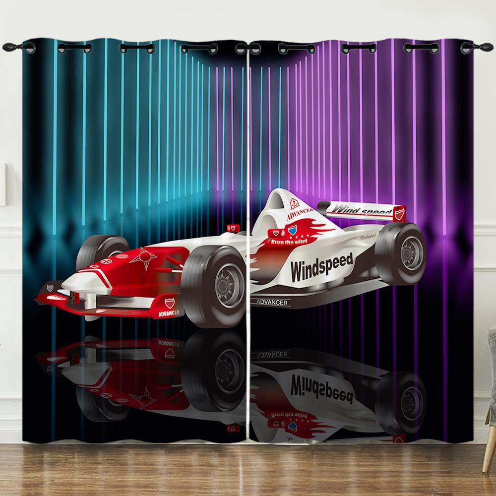 

Анимация штор Гоночный 3D Цифровая печать Светонепроницаемая штора На люверсах 97cm*114cm*2