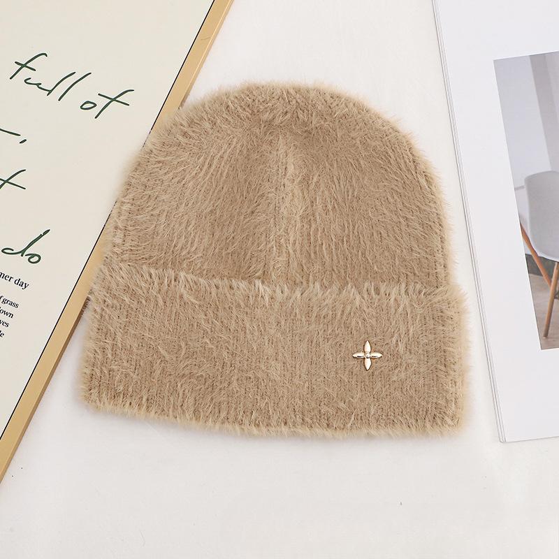 

Autumn and Winter Wool Hat for Women Plush New Korean Version Versatile Warm Ear Protection Thickened Fashionable Knit Hat one size