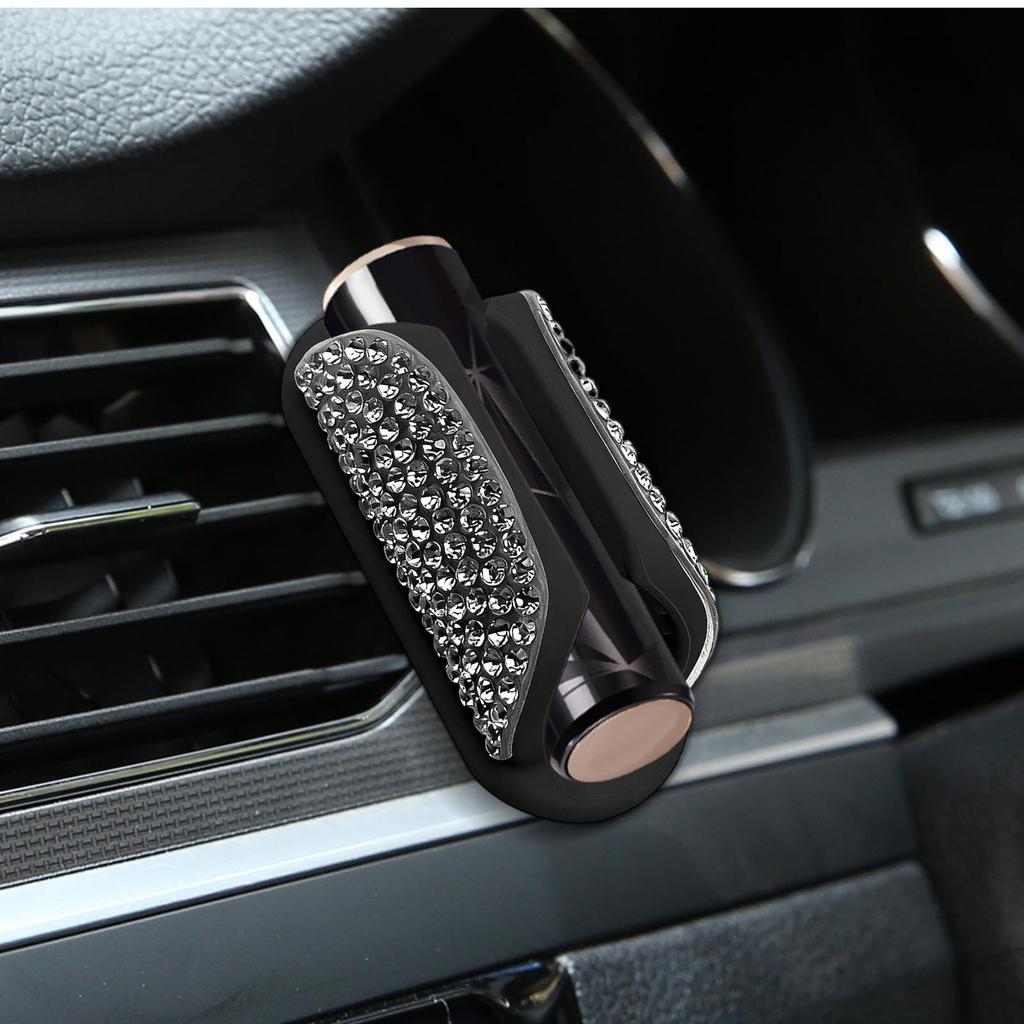Lip Balm Holder for Car Silicone Non-Slip Adhesive Rhinestone Stand Upright Car Lipstick Holder for Girl Women Vehicles Visor