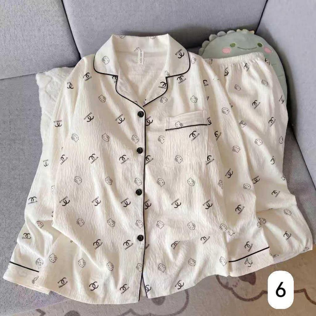 Women's Cloud Cotton Long Sleeve Pajamas - Sweet Cartoon Design for Spring & Autumn, Versatile for Home or Out