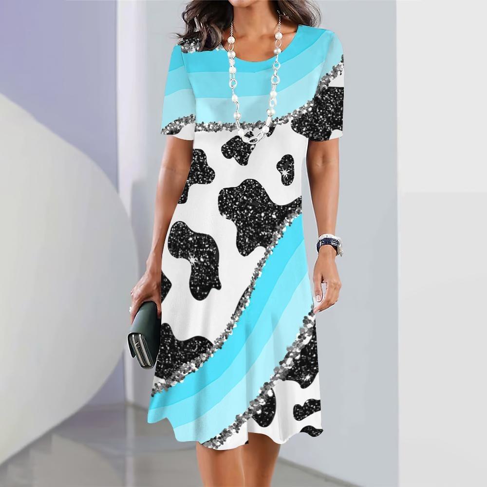 New women's dress leopard print animal print elegant dress summer mid size dress large women's fashion trend
